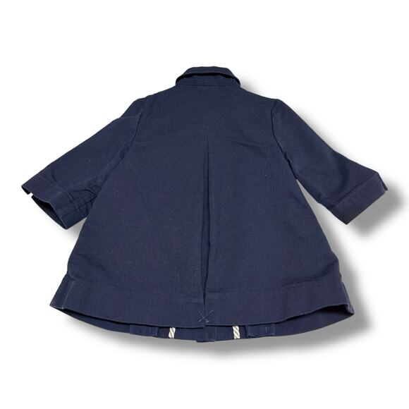 Janie & Jack Tailored Tulips Navy Blue Trench Coat 2T-3 Pleated - Picture 2 of 4